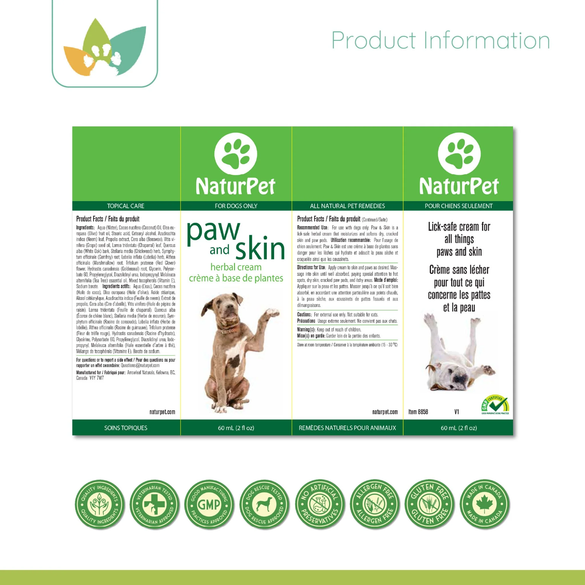 Arrowleaf Pet Paw & Skin (NaturPet In Canada) - For Bites, Scrapes, Cracked Pads, Hotspots