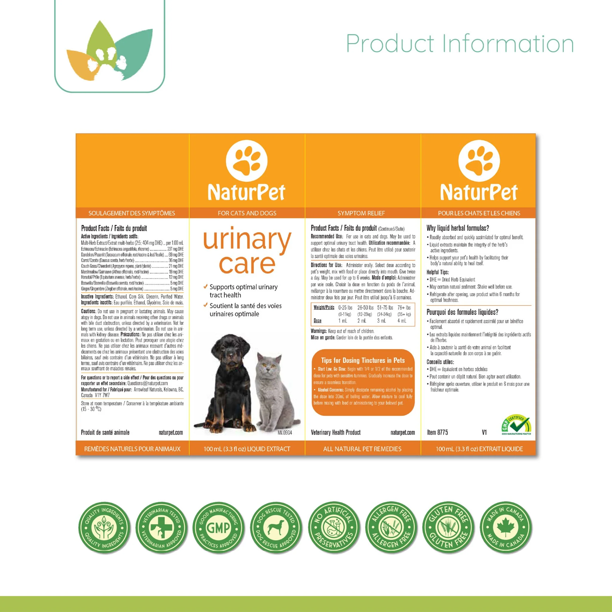 Arrowleaf Pet Urinary Care (NaturPet In Canada) - For Urinary Tract Support | UTI Support, Crystals, Stones