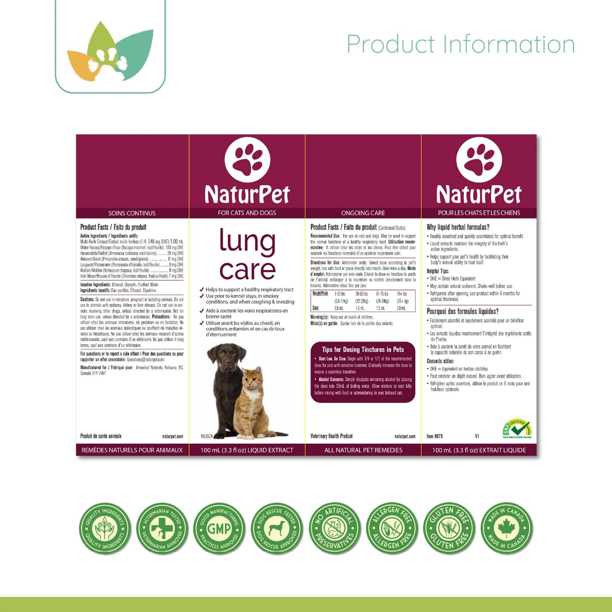 Arrowleaf Pet Lung Care (NaturPet In Canada) -  Sneezing, Wheezing