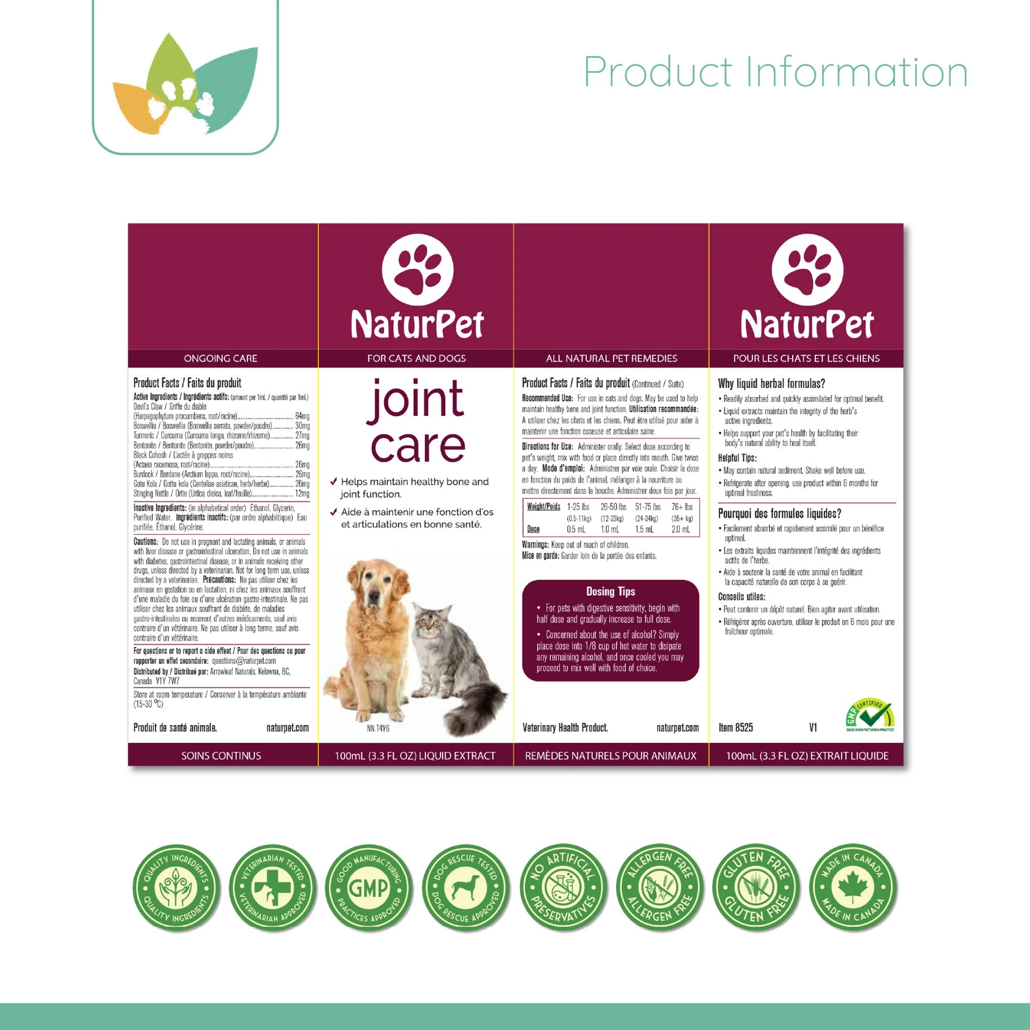 Arrowleaf Pet Joint Care (NaturPet In Canada) - For Mobility & Comfort