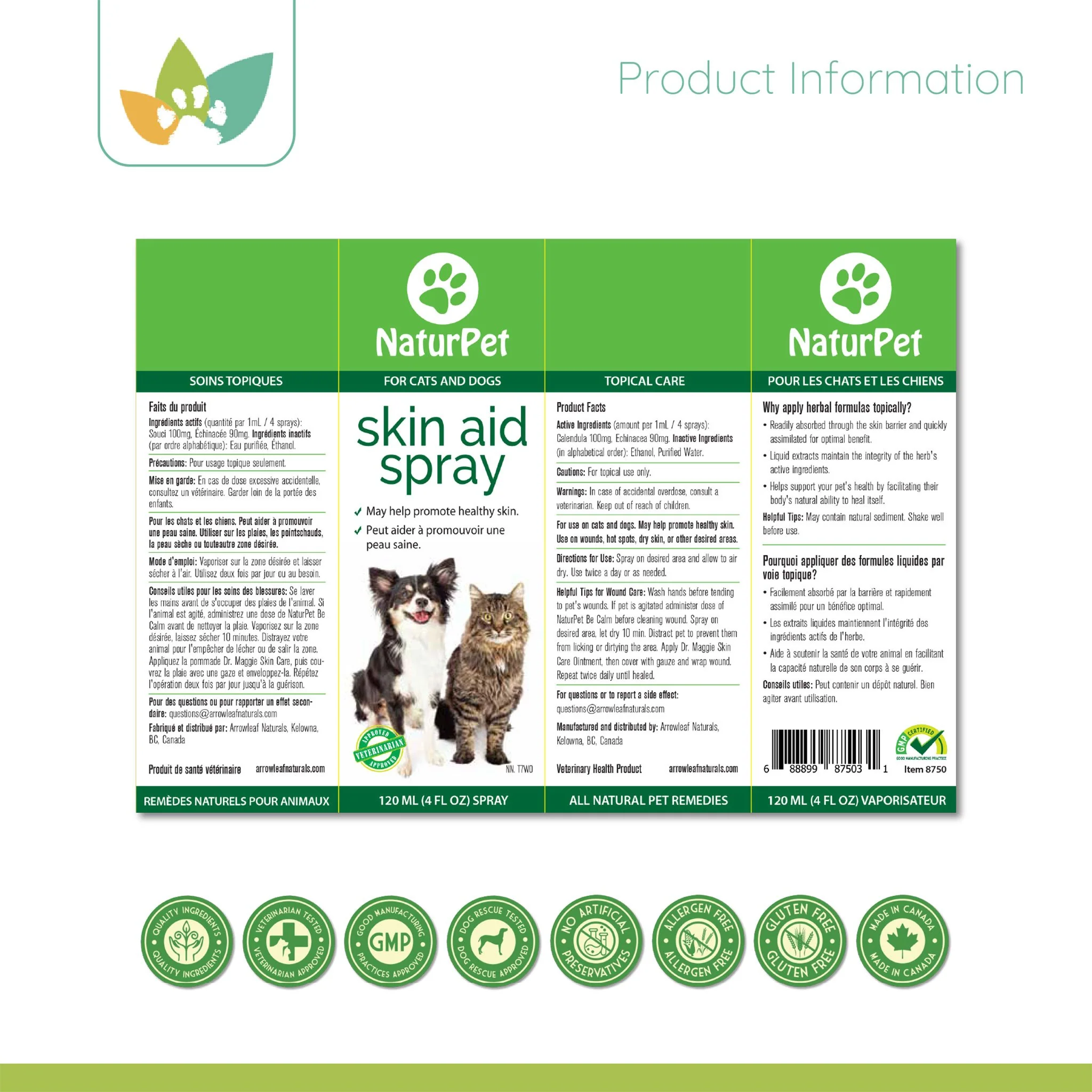 Arrowleaf Pet Skin Aid Spray - Wound Cleansing And Care