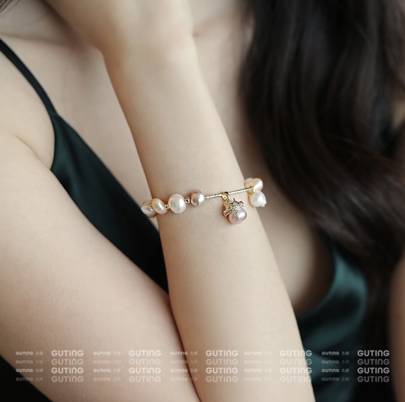 Baroque pearl bracelet, trendy Chinese-style wealth-attracting cat bracelet, fashionable and versatile jewelry, retro women's jewelry