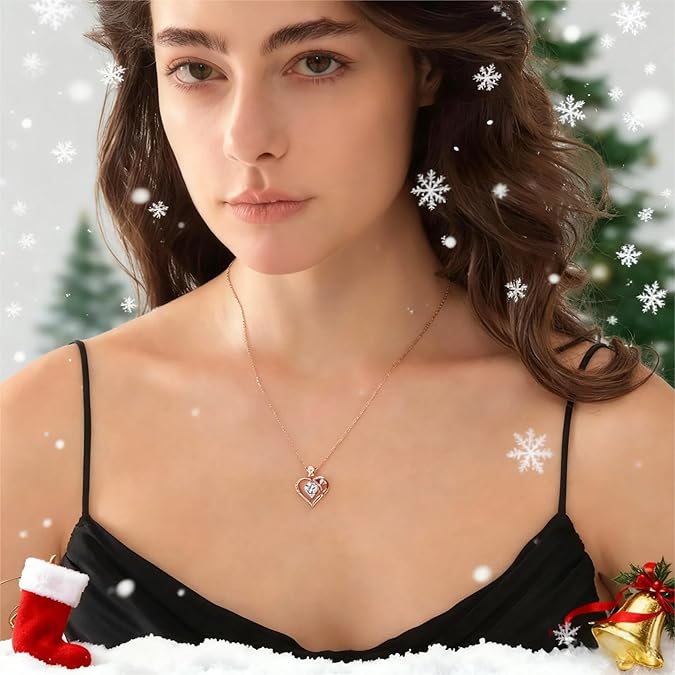 Rose heart-shaped necklace, morganite necklace, girlfriend's necklace, for wife, mother's birthday, anniversary gift