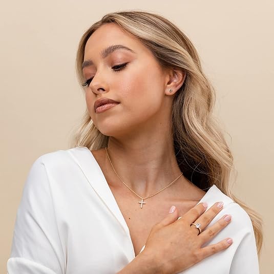 Lady Cubic Zirconium Cross Necklace | Cross Belief Pendant Necklace
