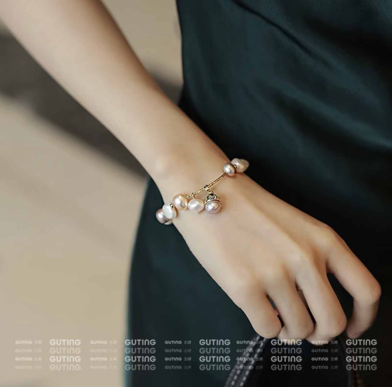 Baroque pearl bracelet, trendy Chinese-style wealth-attracting cat bracelet, fashionable and versatile jewelry, retro women's jewelry