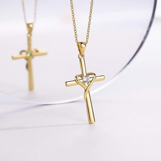 Cross necklace for ladies and gentlemen. Birthday stone necklace. Suitable as a holiday gift.