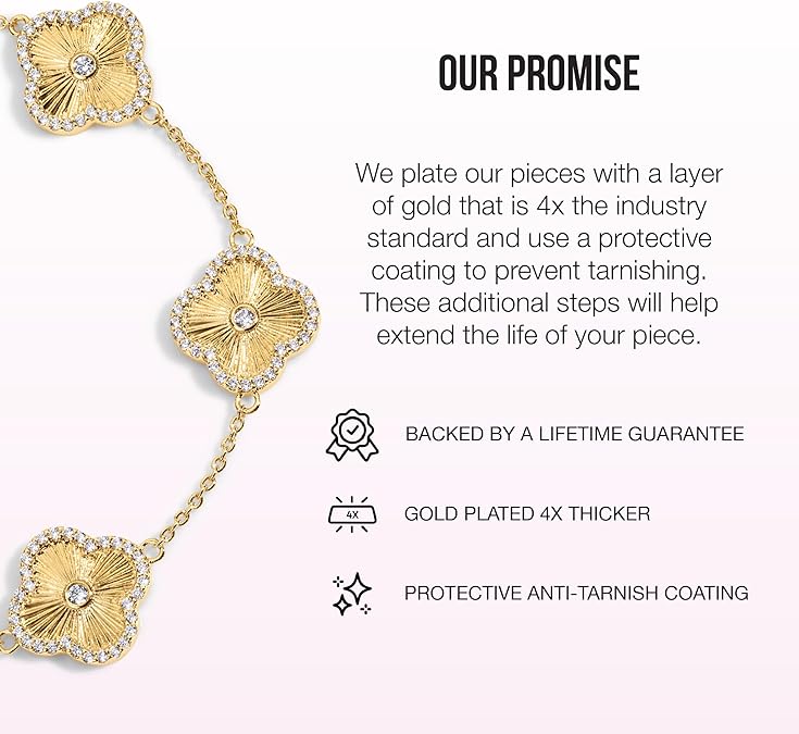 Lady's Four-Leaf Clover Icon Bracelet - Perfect for layering or wearing alone - Adjustable with 6.5-inch (approximately 16.5-centimeter) links