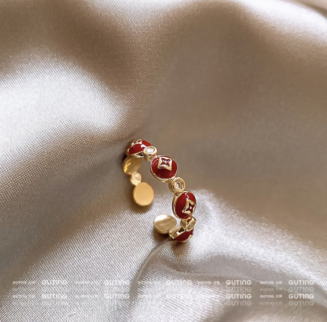 28/5000 The new Chinese-style money string ring has a beautiful meaning. It is a coin opening ring and a red handmade index finger ring for autumn and winter