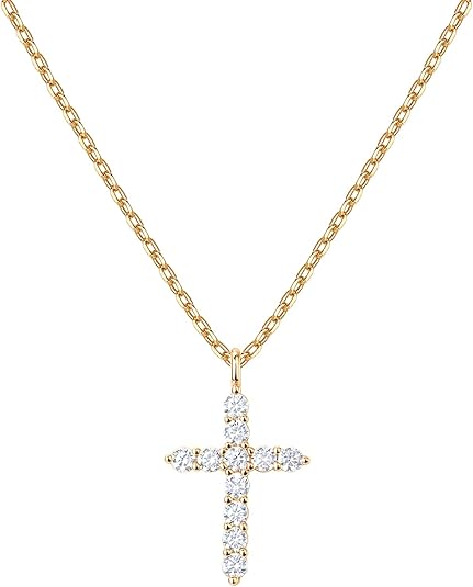 Lady Cubic Zirconium Cross Necklace | Cross Belief Pendant Necklace