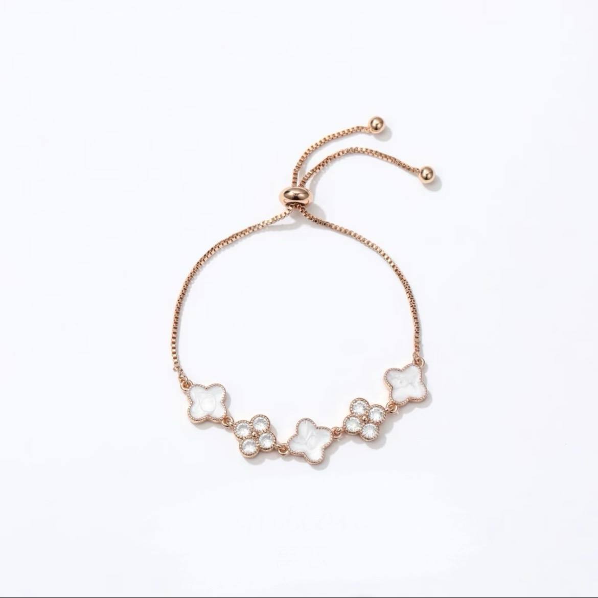 Lady's adjustable four-leaf clover fashionable and simple rose gold chain bracelet - jewelry gift - women's fashionable accessory