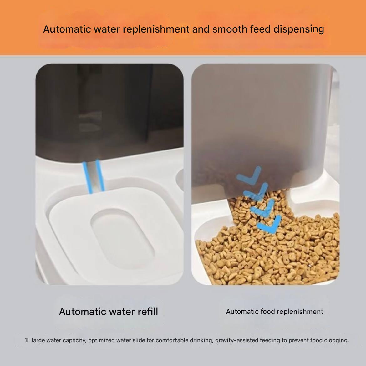 New model automatic cat and dog feeder and water dispenser with visible dual bowls - automatic feeding device for dogs and cats