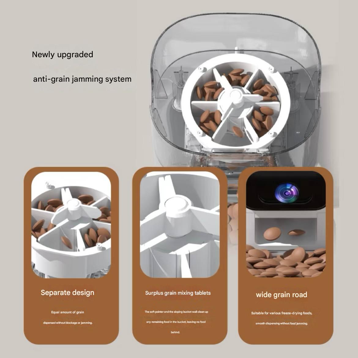 Video-enabled automatic feeder for cats - real-time monitoring of feeding machine for pet cat food and dog food feeding machine - visible feeding bowl