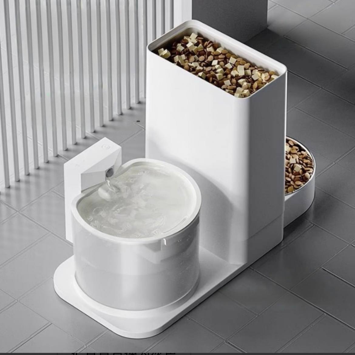 Two-in-one pet automatic feeder integrating a water dispenser and a smart automatic feeder, a non-electric all-in-one machine for cat food.