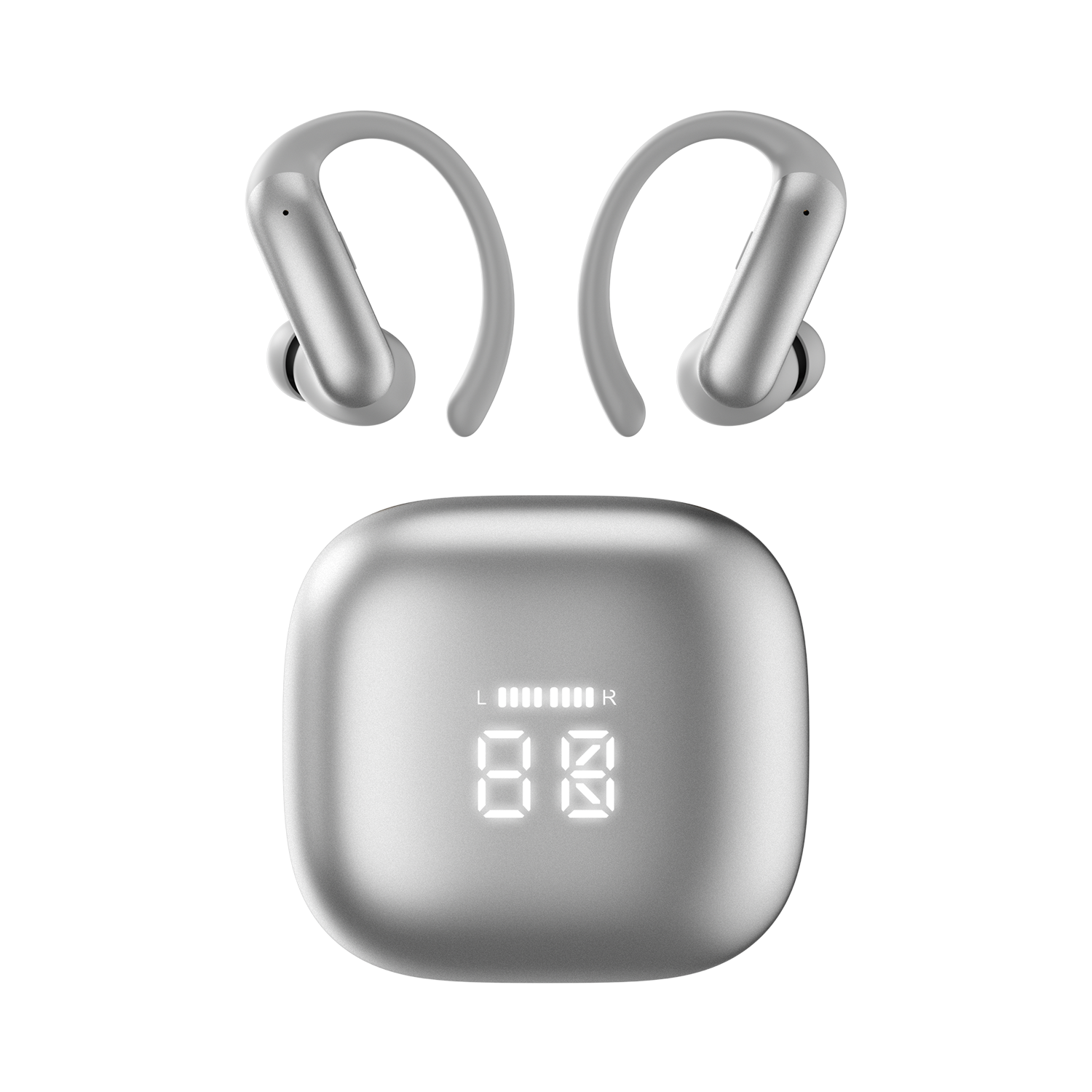 In-ear earphones, with a hanging design, wireless sports headphones equipped with an LED digital display touchscreen, compatible with various mobile devices. Suitable for business, sports, and as gifts. Long standby time, clear music and calls.