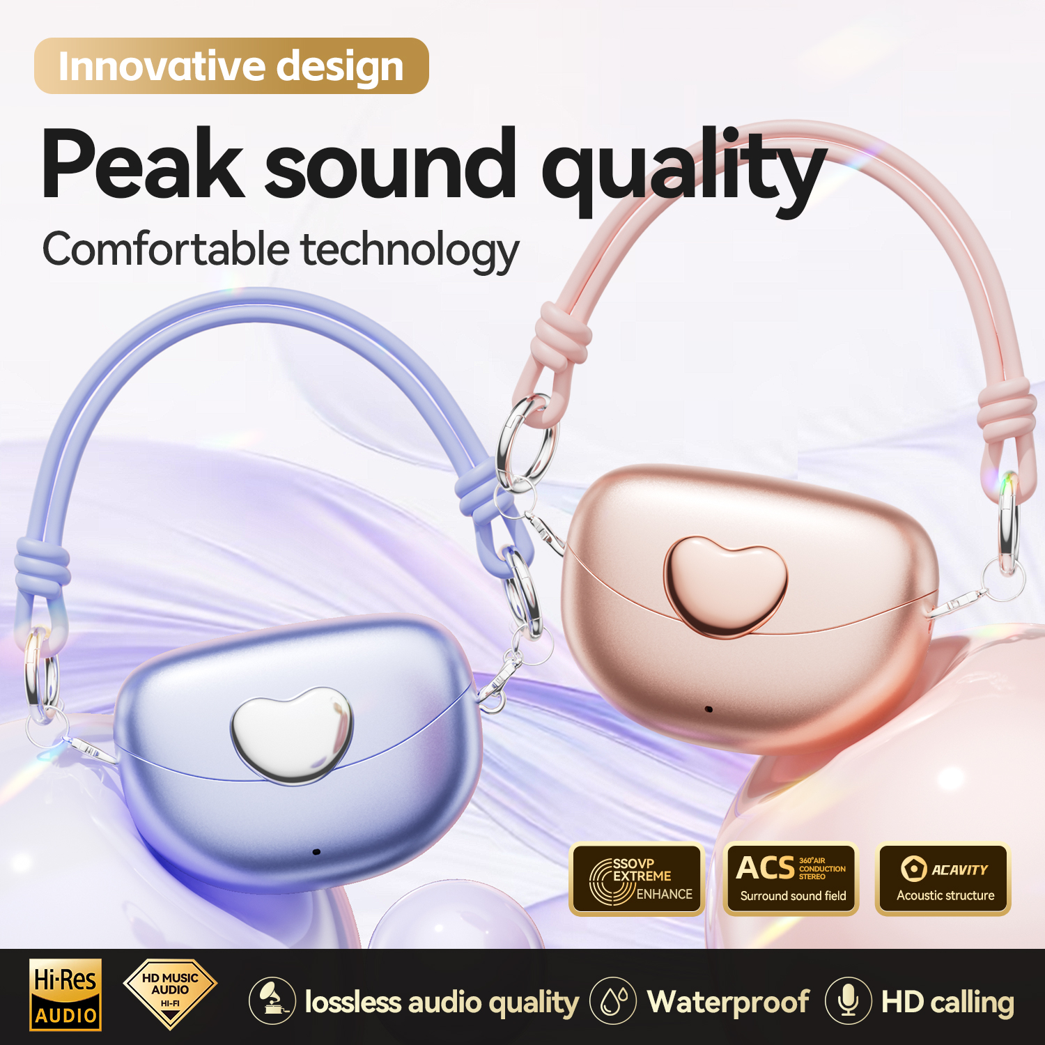Open translation earpiece - AI call noise reduction - Built-in capacitive microphone - Recommended as a Christmas gift/valentine's gift - Fashionable appearance - Compatible with multiple devices (mobile phones/tablets/laptops) - With charging case
