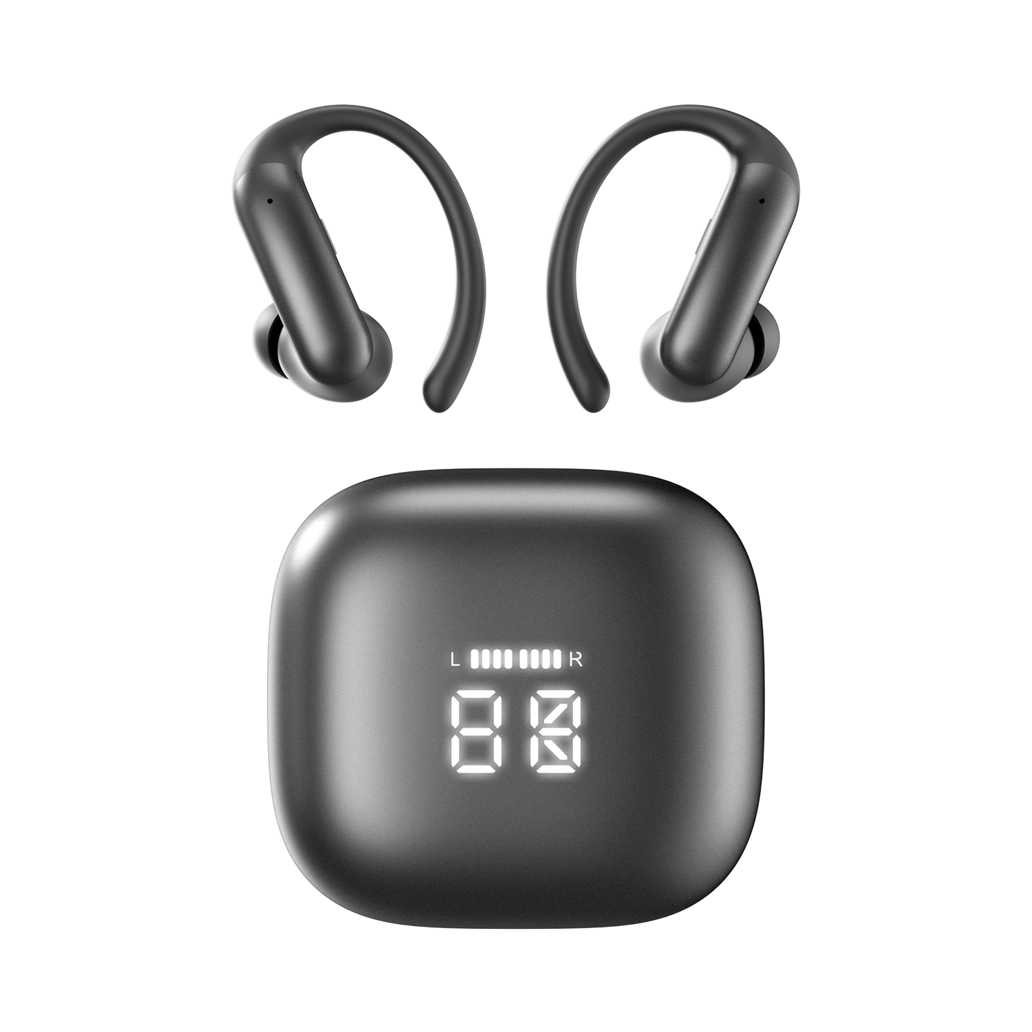 In-ear earphones, with a hanging design, wireless sports headphones equipped with an LED digital display touchscreen, compatible with various mobile devices. Suitable for business, sports, and as gifts. Long standby time, clear music and calls.