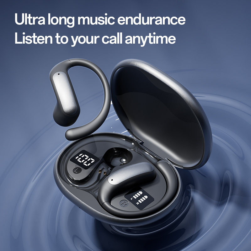 New model of sports wireless headphones, wireless headphones with ear straps, pure bass, over-ear headphones with dual LED displays, noise-canceling headphones with built-in capacitive microphones