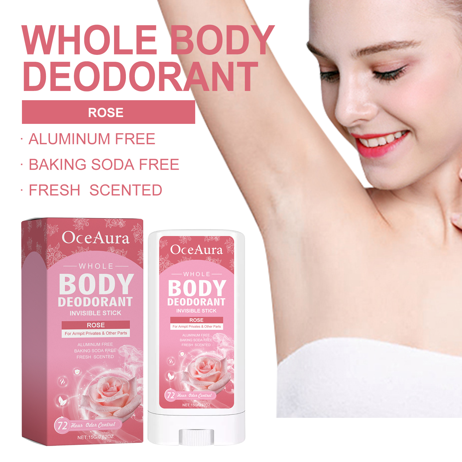 Rose Body Deodorant Stick - Rose fragrance naturally refreshing, effectively reduces underarm odor and provides long-lasting fragrance.
