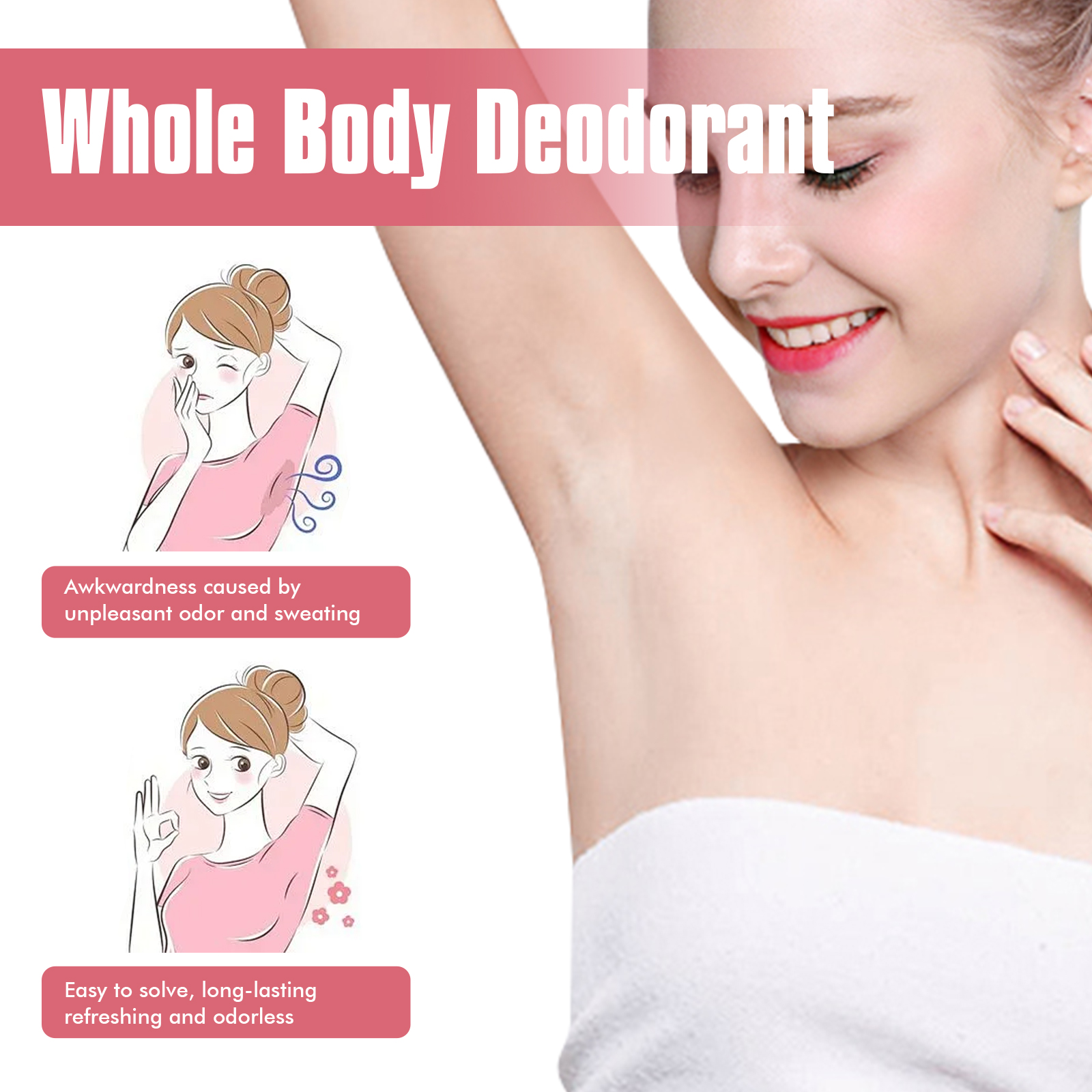 Rose Body Deodorant Stick - Rose fragrance naturally refreshing, effectively reduces underarm odor and provides long-lasting fragrance.
