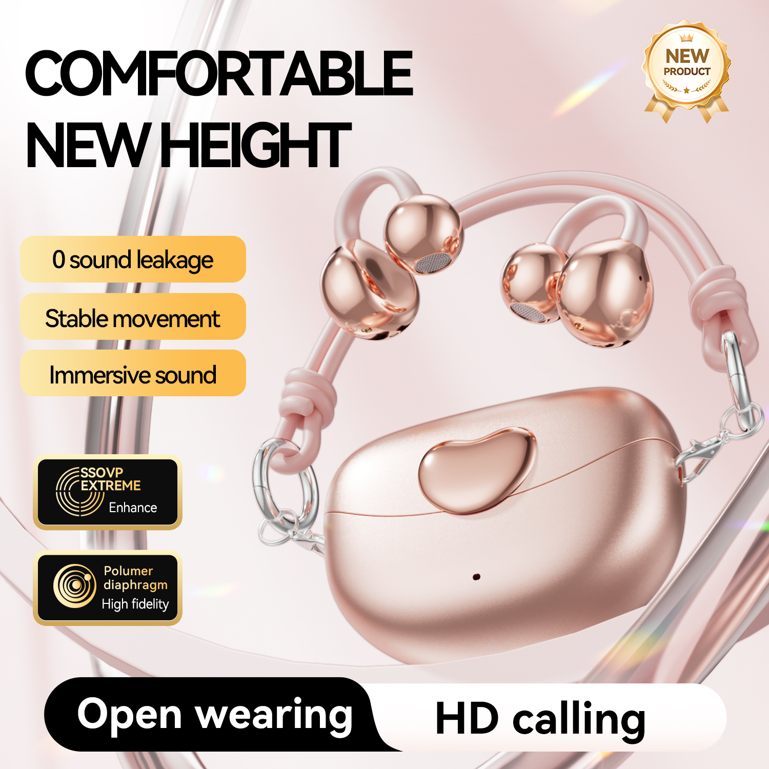 Open translation earpiece - AI call noise reduction - Built-in capacitive microphone - Recommended as a Christmas gift/valentine's gift - Fashionable appearance - Compatible with multiple devices (mobile phones/tablets/laptops) - With charging case