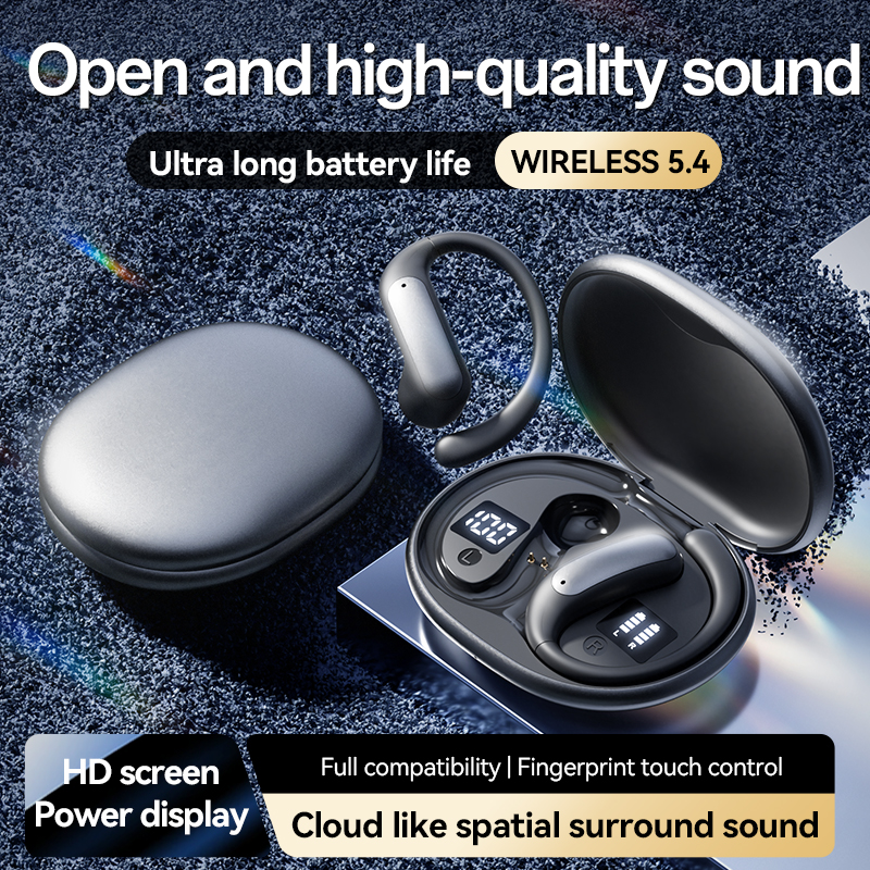 New model of sports wireless headphones, wireless headphones with ear straps, pure bass, over-ear headphones with dual LED displays, noise-canceling headphones with built-in capacitive microphones