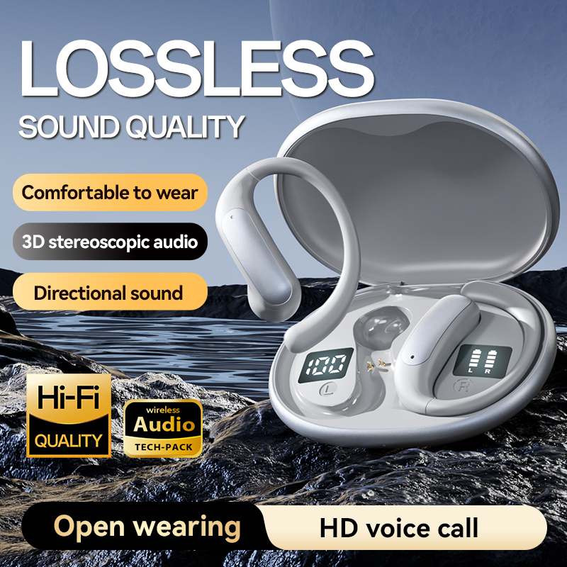 New model of sports wireless headphones, wireless headphones with ear straps, pure bass, over-ear headphones with dual LED displays, noise-canceling headphones with built-in capacitive microphones