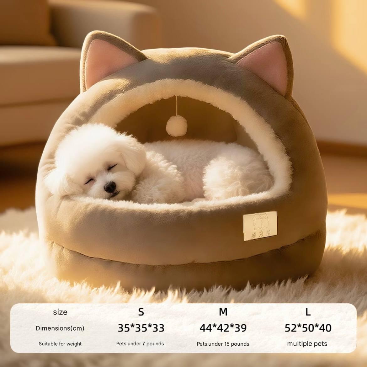 Winter thickened for warmth, suitable for all seasons. Thickened semi-enclosed indoor cat and dog nest. Winter cat and dog kennel.