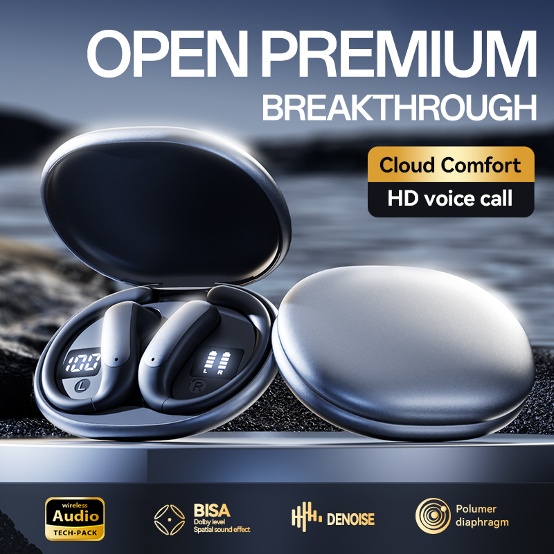 New model of sports wireless headphones, wireless headphones with ear straps, pure bass, over-ear headphones with dual LED displays, noise-canceling headphones with built-in capacitive microphones