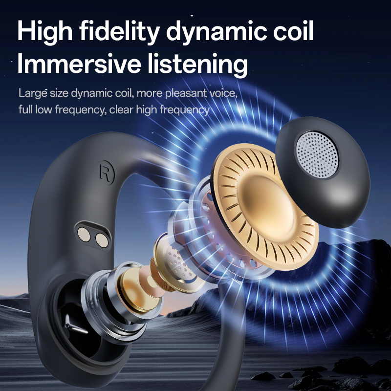 New model of sports wireless headphones, wireless headphones with ear straps, pure bass, over-ear headphones with dual LED displays, noise-canceling headphones with built-in capacitive microphones