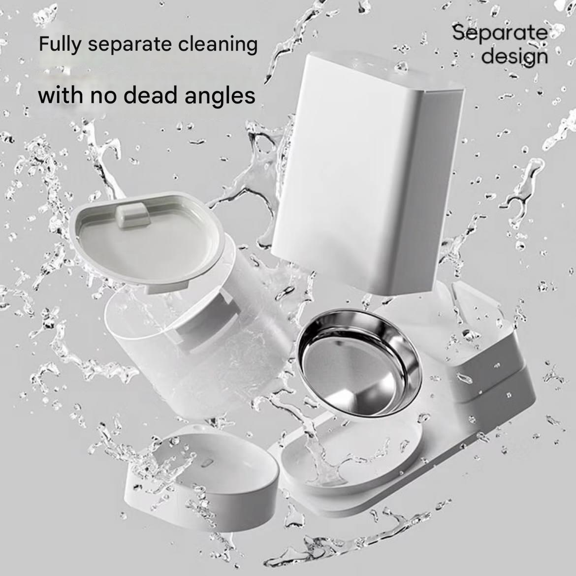 Two-in-one pet automatic feeder integrating a water dispenser and a smart automatic feeder, a non-electric all-in-one machine for cat food.