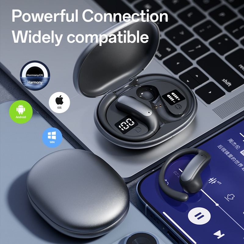 New model of sports wireless headphones, wireless headphones with ear straps, pure bass, over-ear headphones with dual LED displays, noise-canceling headphones with built-in capacitive microphones