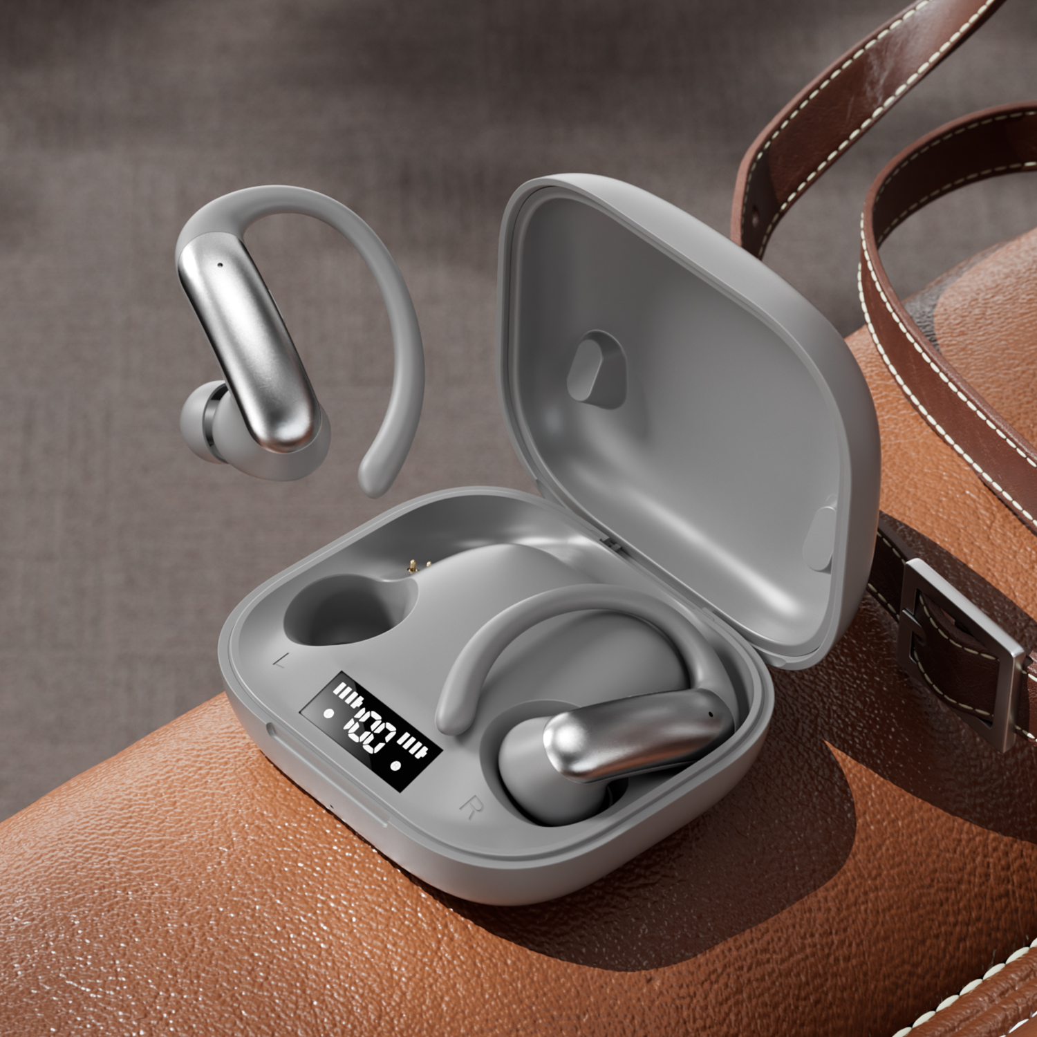 AI language translation headphones, with a digital display screen, 360° panoramic sound effect, support for Bluetooth 6.0, wireless noise reduction, volume control, quick charging, compatible with mobile phones and game consoles