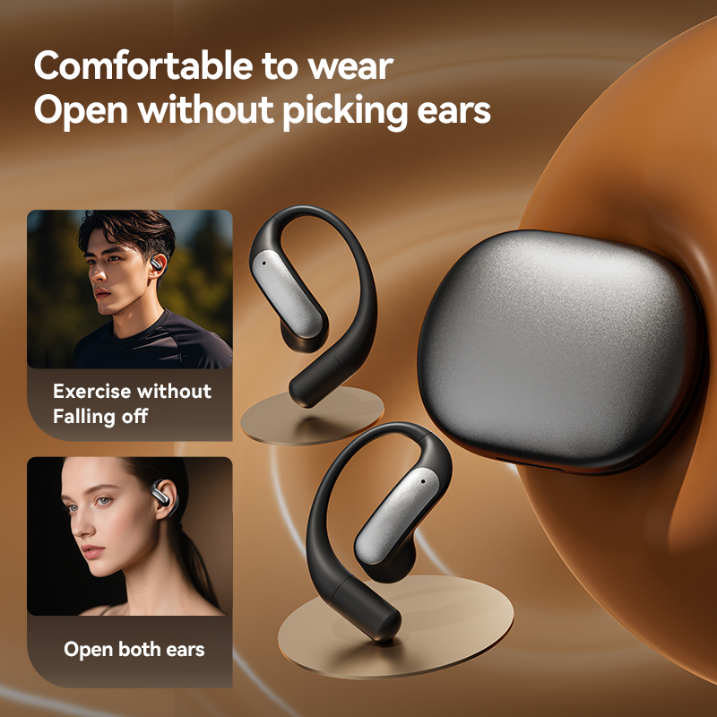 New model of running sports wireless headphones, with ear hooks, pure bass wireless earphones, LED display, noise-canceling earplugs with built-in microphones.