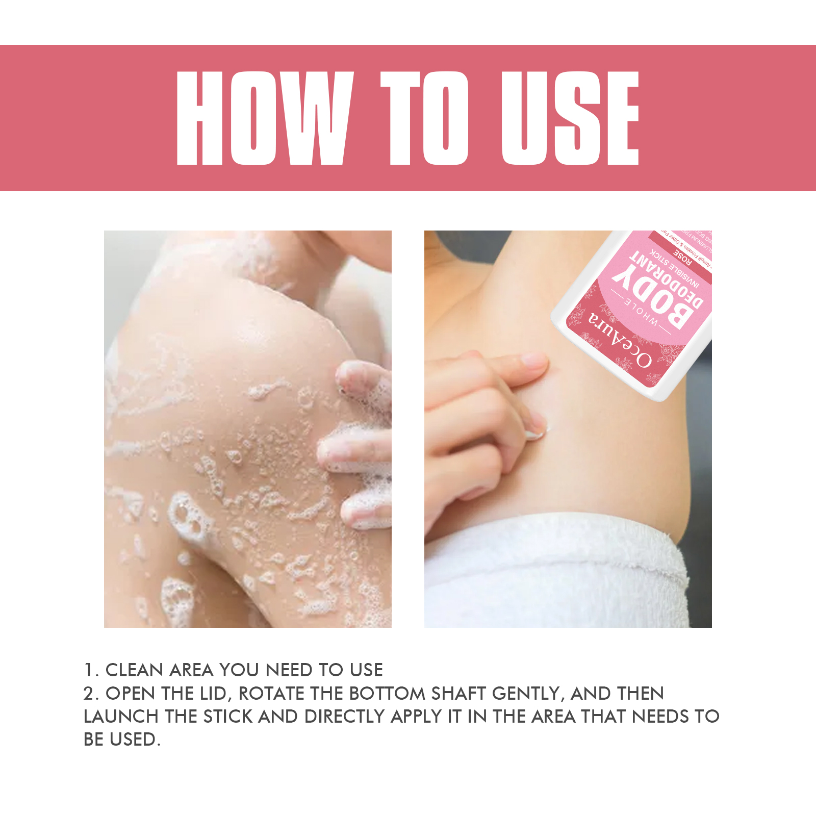 Rose Body Deodorant Stick - Rose fragrance naturally refreshing, effectively reduces underarm odor and provides long-lasting fragrance.