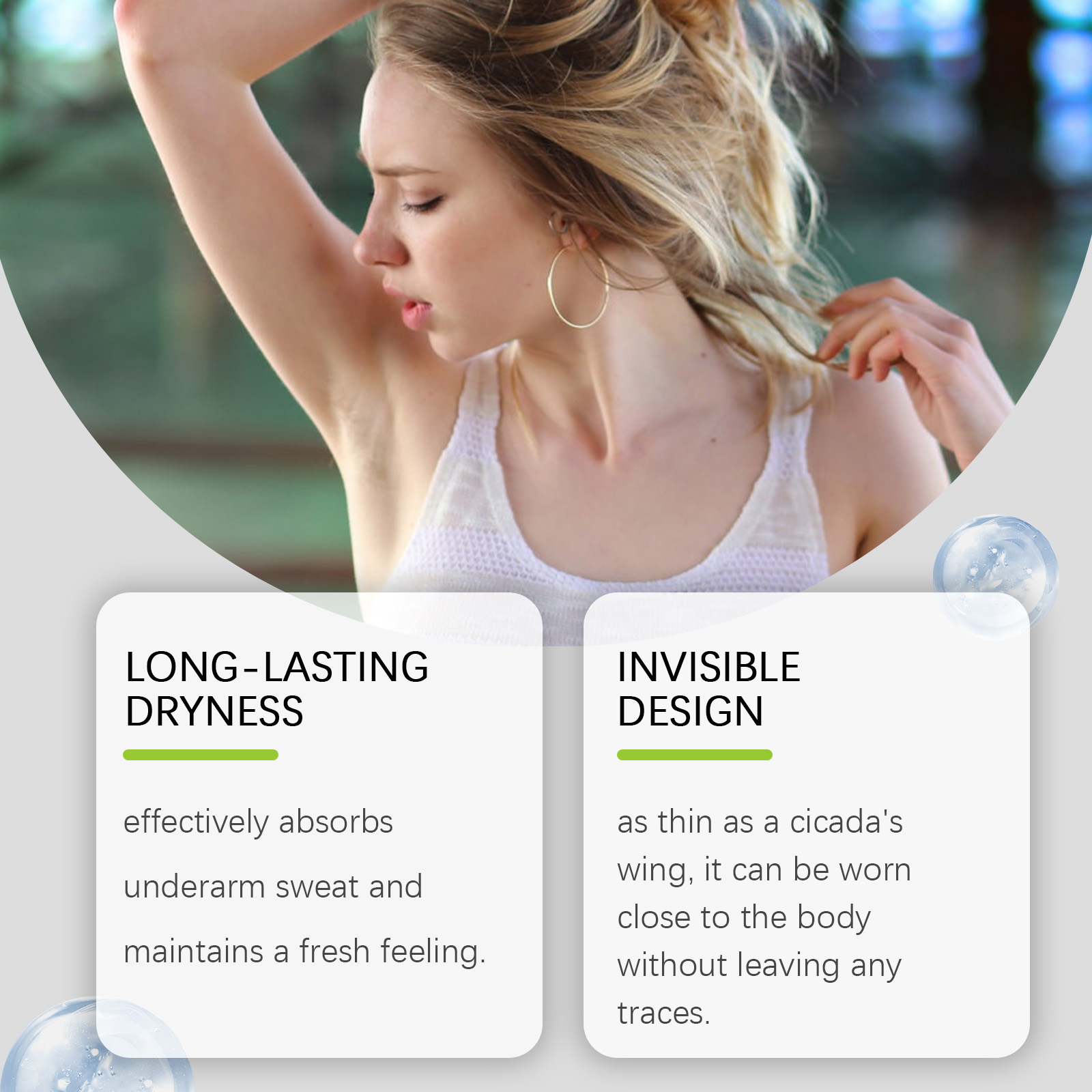 Underarm moisture-absorbing patch - Breathable, skin-friendly, deodorizing, refreshing, nourishing for the skin. Convenient for daily use and portable for easy care.