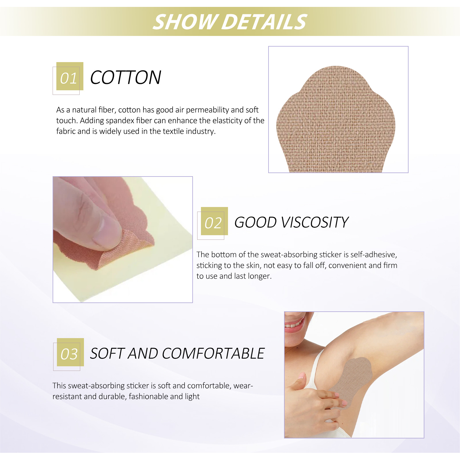 Underarm moisture-absorbing patch - Invisible and long-lasting anti-sweat product for absorbing sweat in summer, preventing excessive sweating.