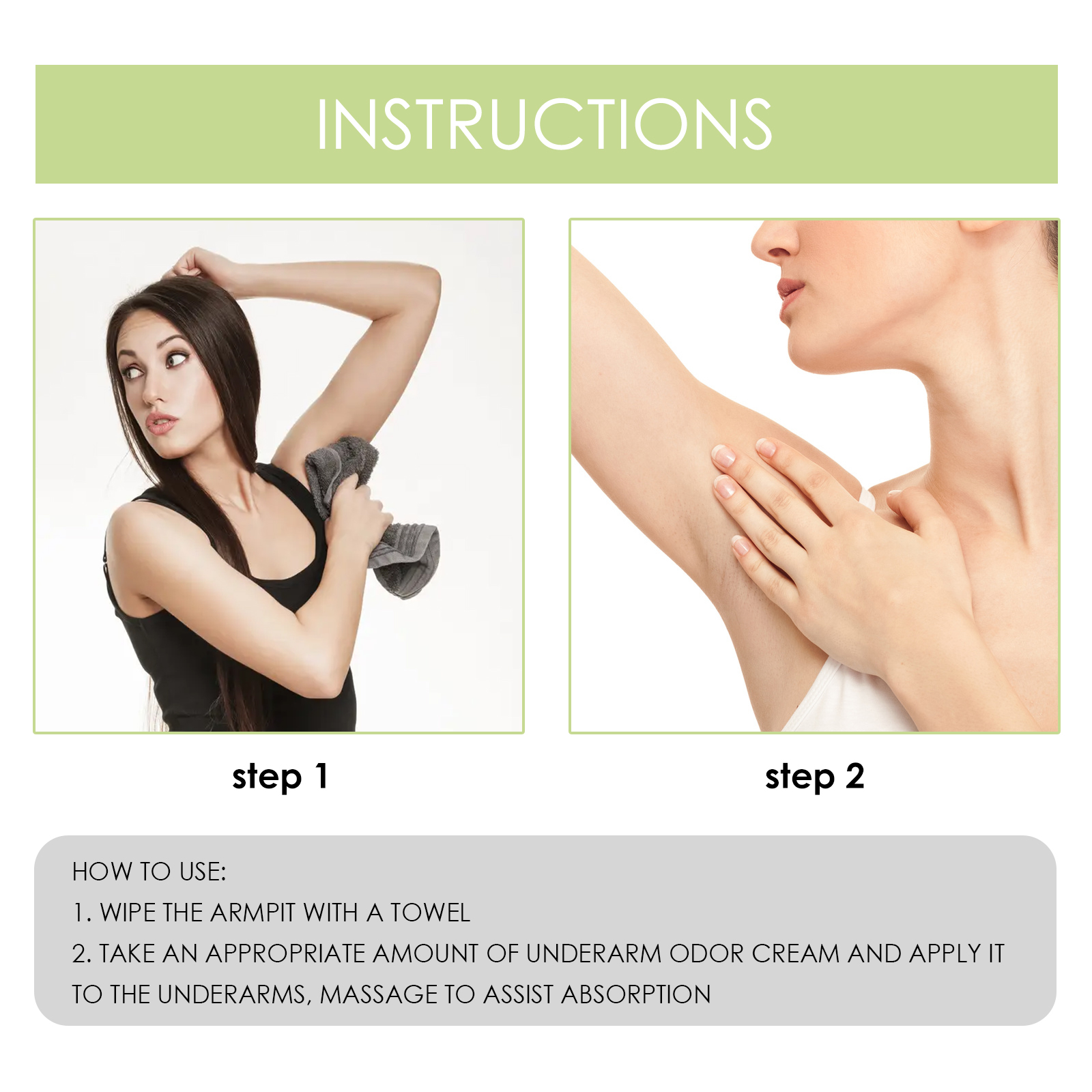 Armpit Odor Cream - Refreshing and Hygienic - Eliminates Body Odors (including Bacterial Smell, Sweat Odor, and Unpleasant Scents) - Fragrant Body Care and Sweat Stopping Lotion