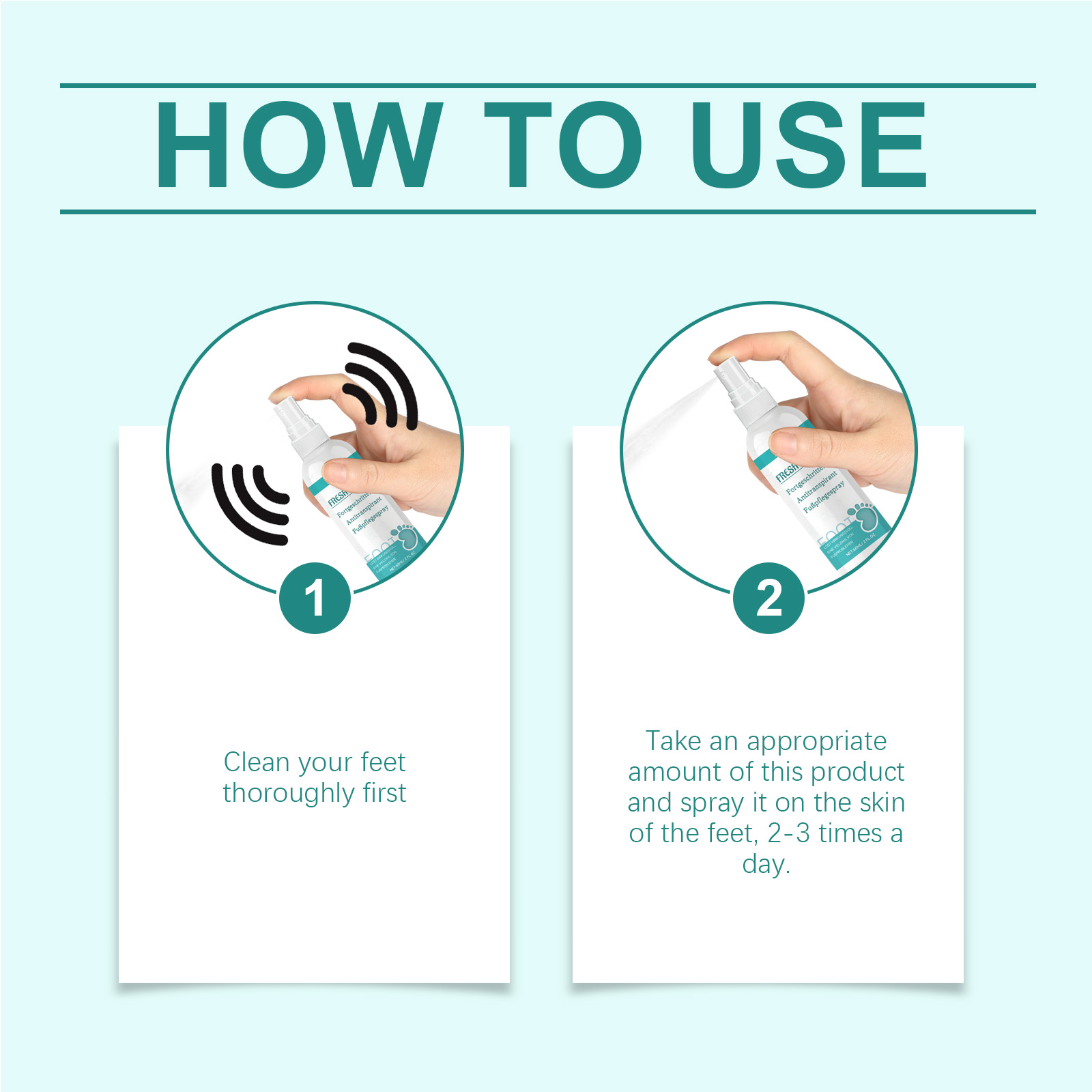 Foot deodorant spray - Quickly stops sweating, eliminates foot odor, improves foot sweat and provides long-lasting freshness. Care spray.