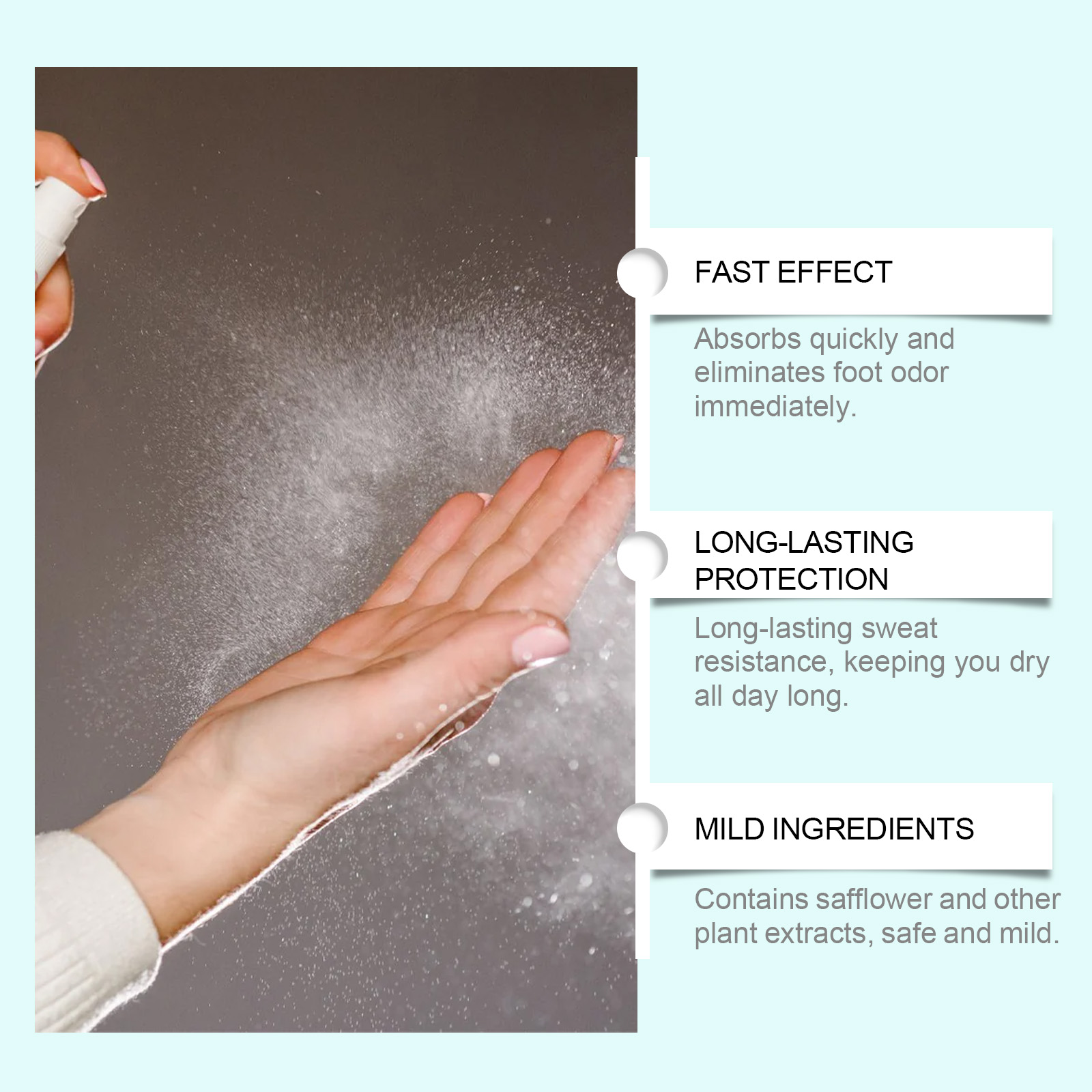 Foot deodorant spray - Quickly stops sweating, eliminates foot odor, improves foot sweat and provides long-lasting freshness. Care spray.