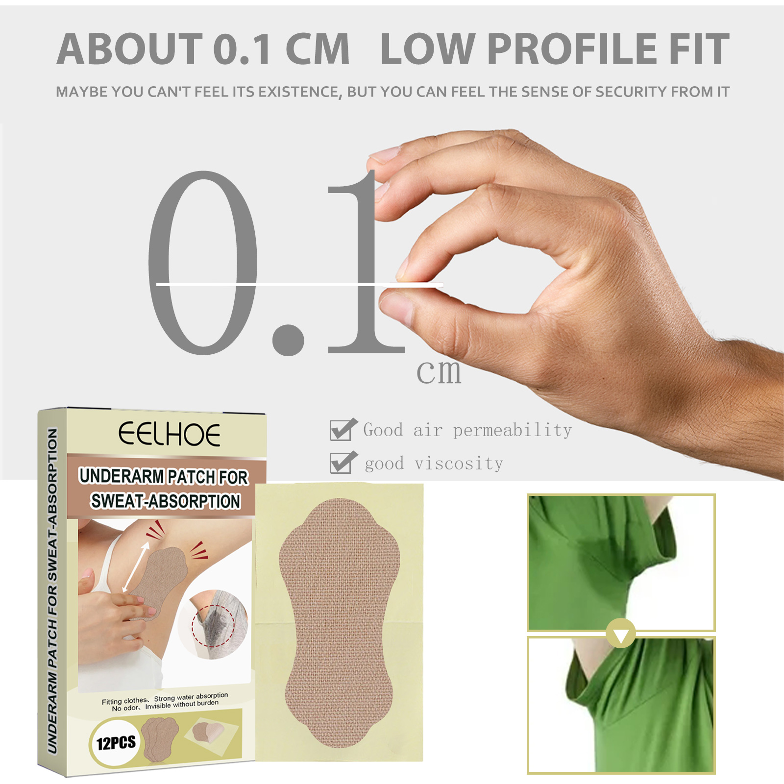 Underarm moisture-absorbing patch - Invisible and long-lasting anti-sweat product for absorbing sweat in summer, preventing excessive sweating.