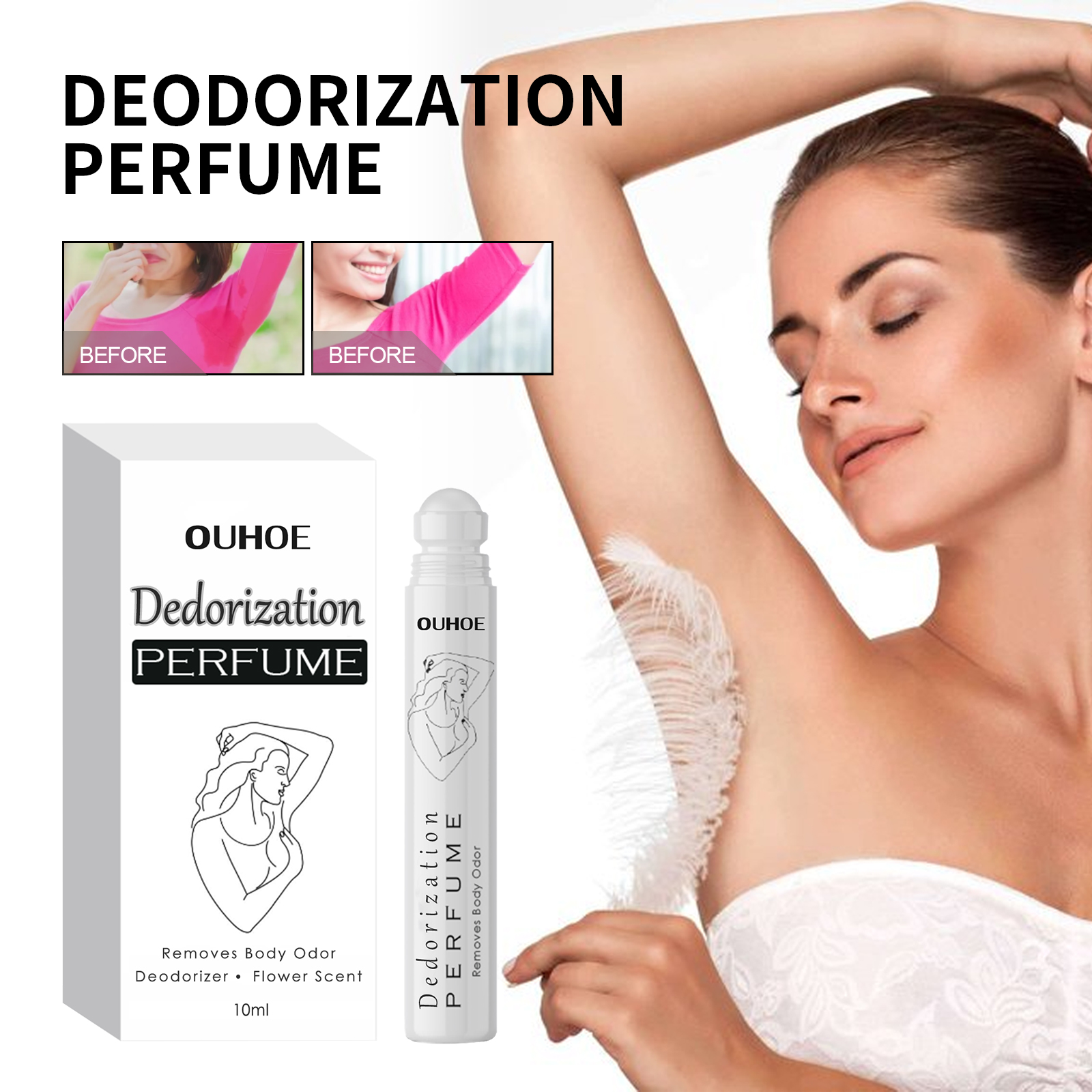 Deodorizing perfume beads - Relieves underarm body odor, provides refreshing sweat relief, offers natural fragrance retention, and is portable. Perfume.