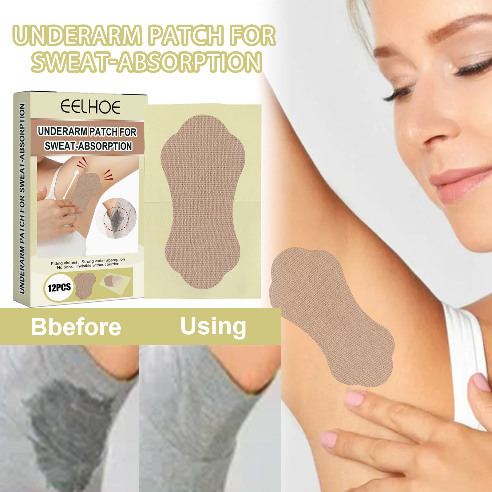 Underarm moisture-absorbing patch - Invisible and long-lasting anti-sweat product for absorbing sweat in summer, preventing excessive sweating.