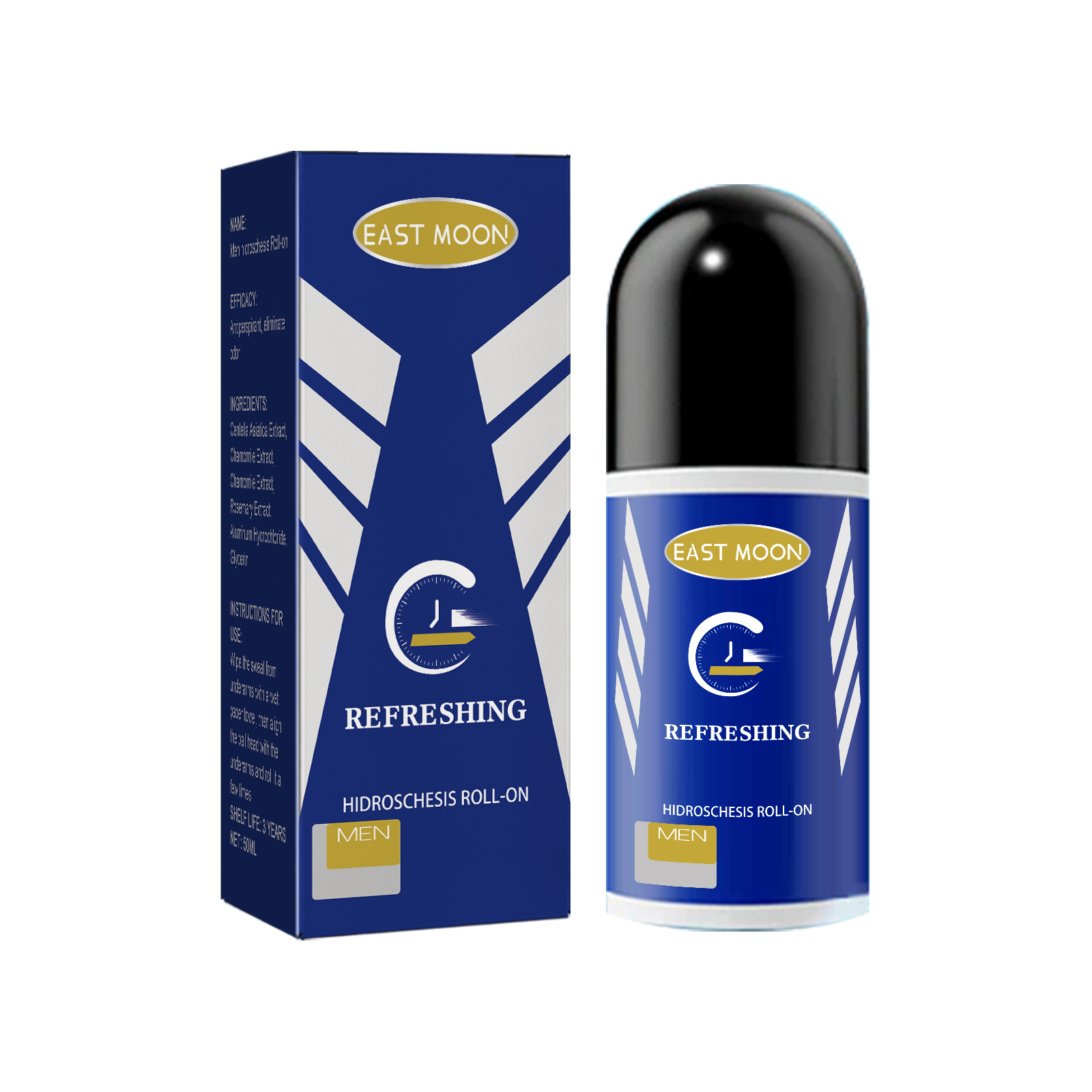 Men's Antiperspirant Roll-On: Removes body odor from armpits, provides refreshing and long-lasting fragrance, and effectively reduces sweating.