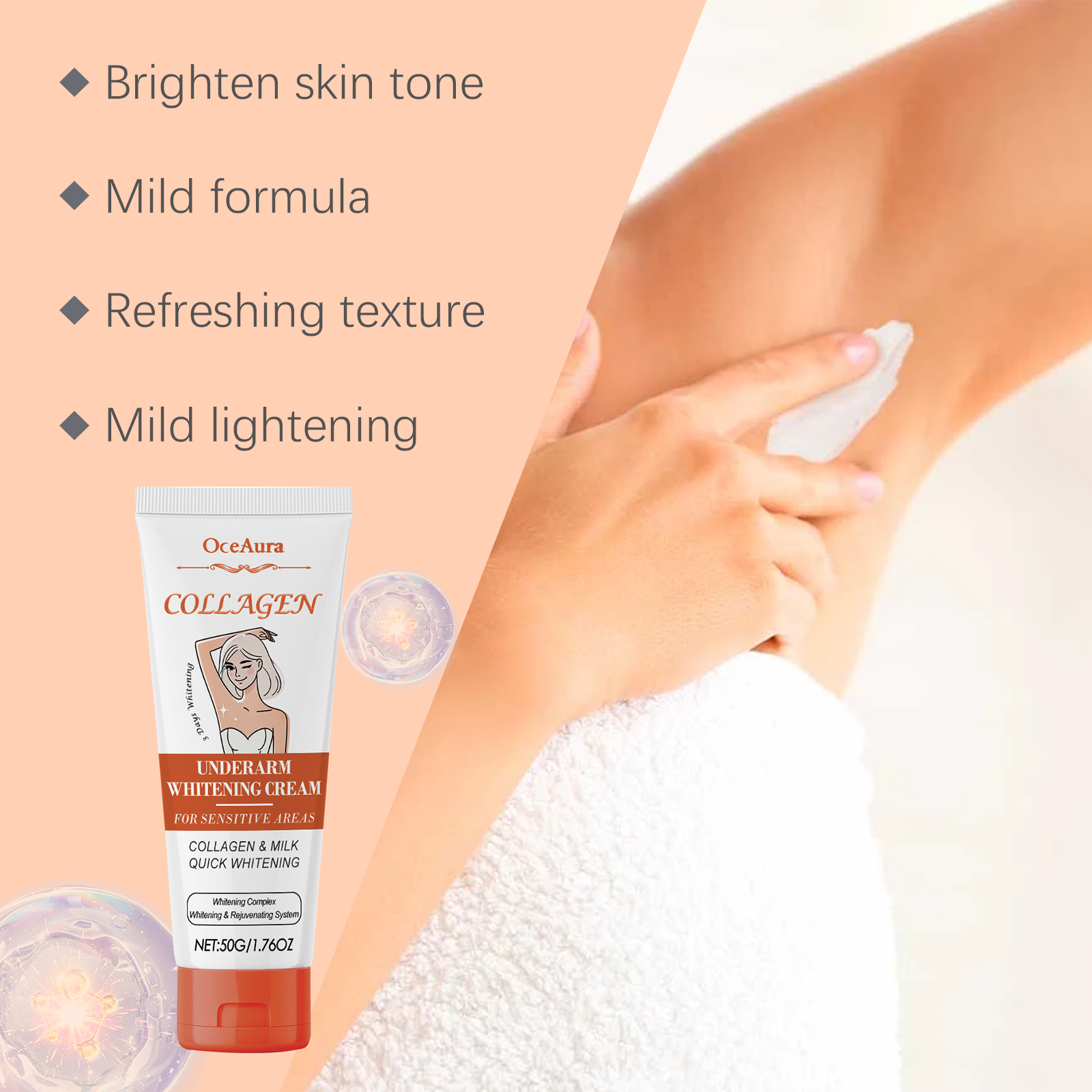 Underarm skin care cream - Moisturizing skin care cream for fine and delicate skin under the armpits