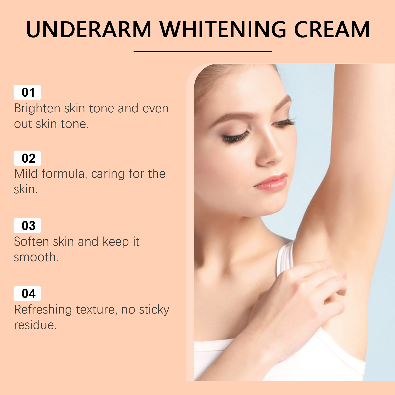 Underarm skin care cream - Moisturizing skin care cream for fine and delicate skin under the armpits