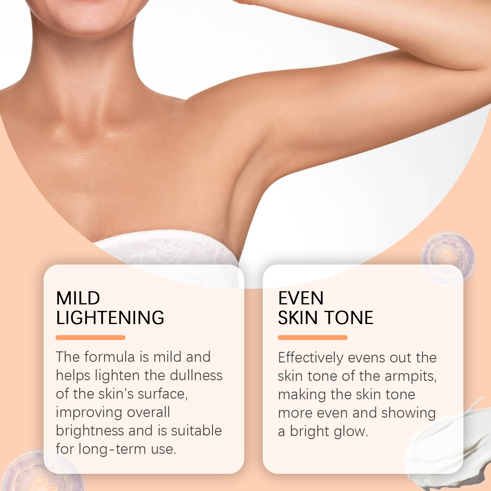 Underarm skin care cream - Moisturizing skin care cream for fine and delicate skin under the armpits