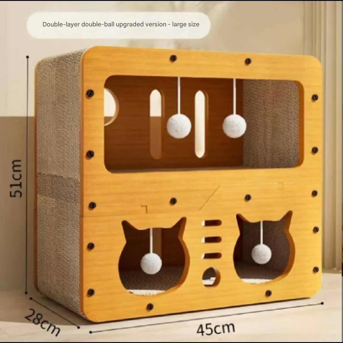 Villa cat scratching pad cat bed scratch-resistant and durable large-sized multi-functional entertainment cat climbing frame with double-layer paper box tunnel integrated unit