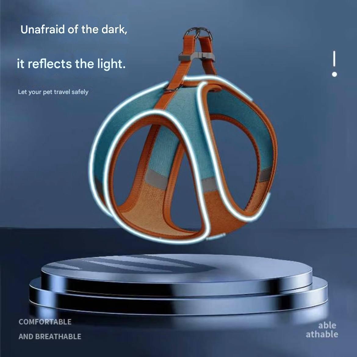 Vest-style pet chest harness leash set - Mesh breathable reflective dog walking rope - Dog and cat supplies