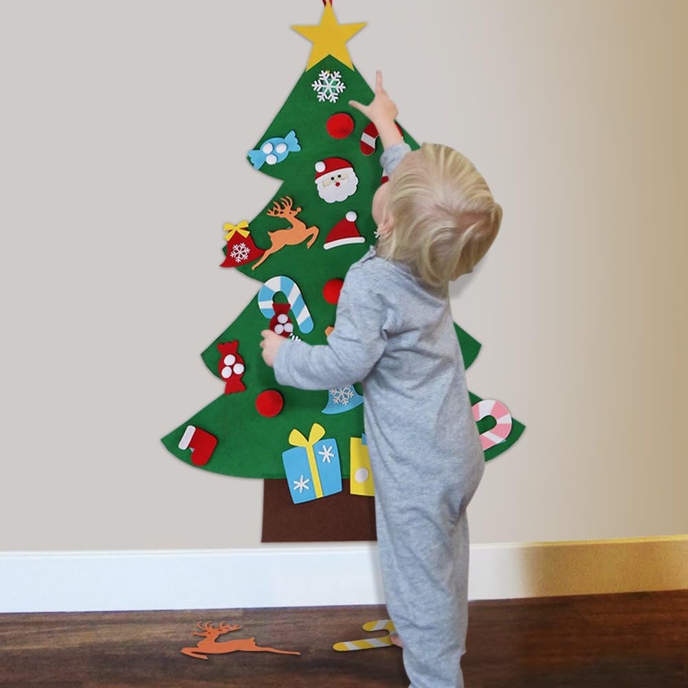 Christmas Tree Set with Ornaments for Kids, Xmas Gifts, New Year Door Wall Hanging Decorations