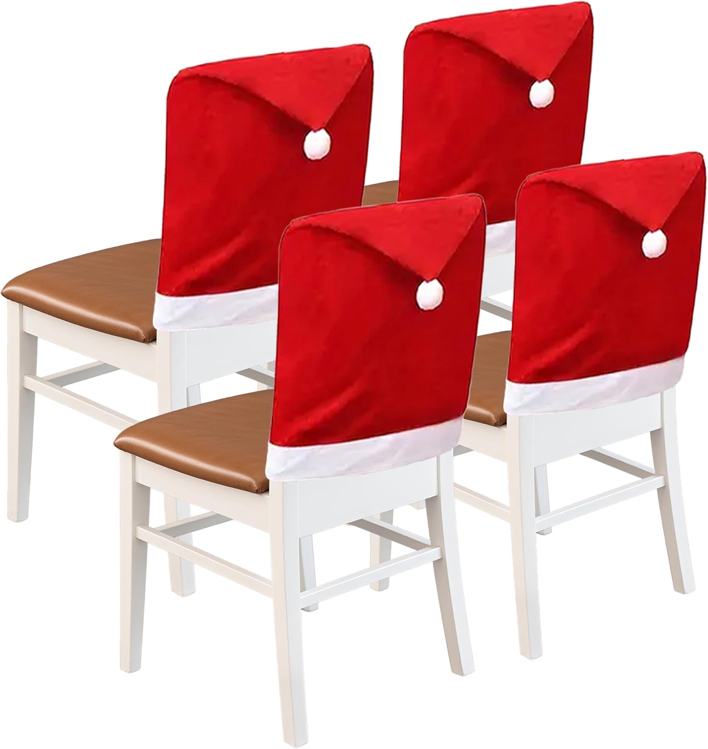 Christmas Chair Covers Hat Chair Back Covers for Xmas Holiday Chair Covers Set of 4, Stretch Parsons Chair Slipcovers Removable Washable kitchen for Home Hotel Banquet Holiday Decoration(4Pcs)